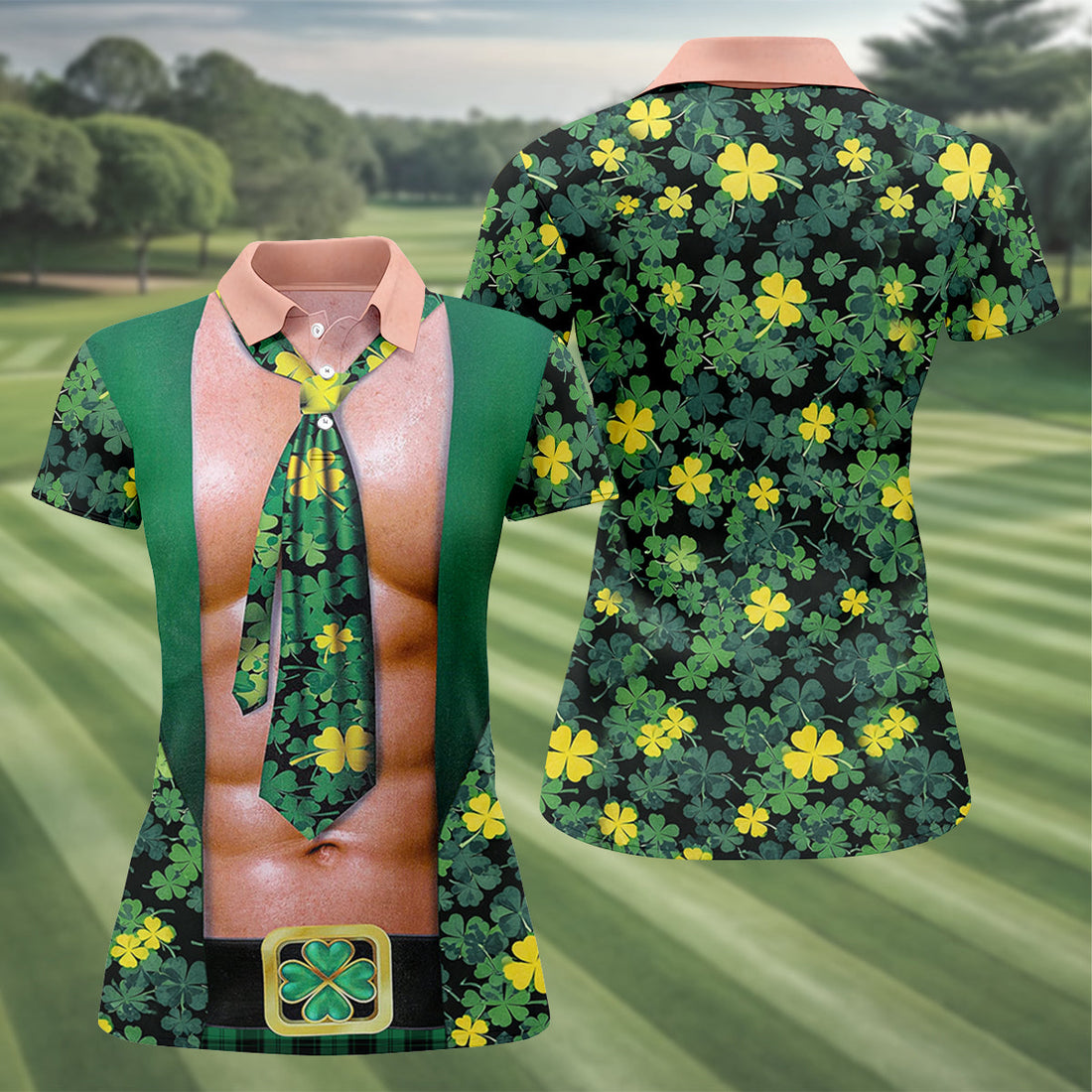 Funny St Patrick's Day Shamrock Golf Shirt, Women's Golf Shirts, Ladies Golf Polos, Women's Polo Shirt