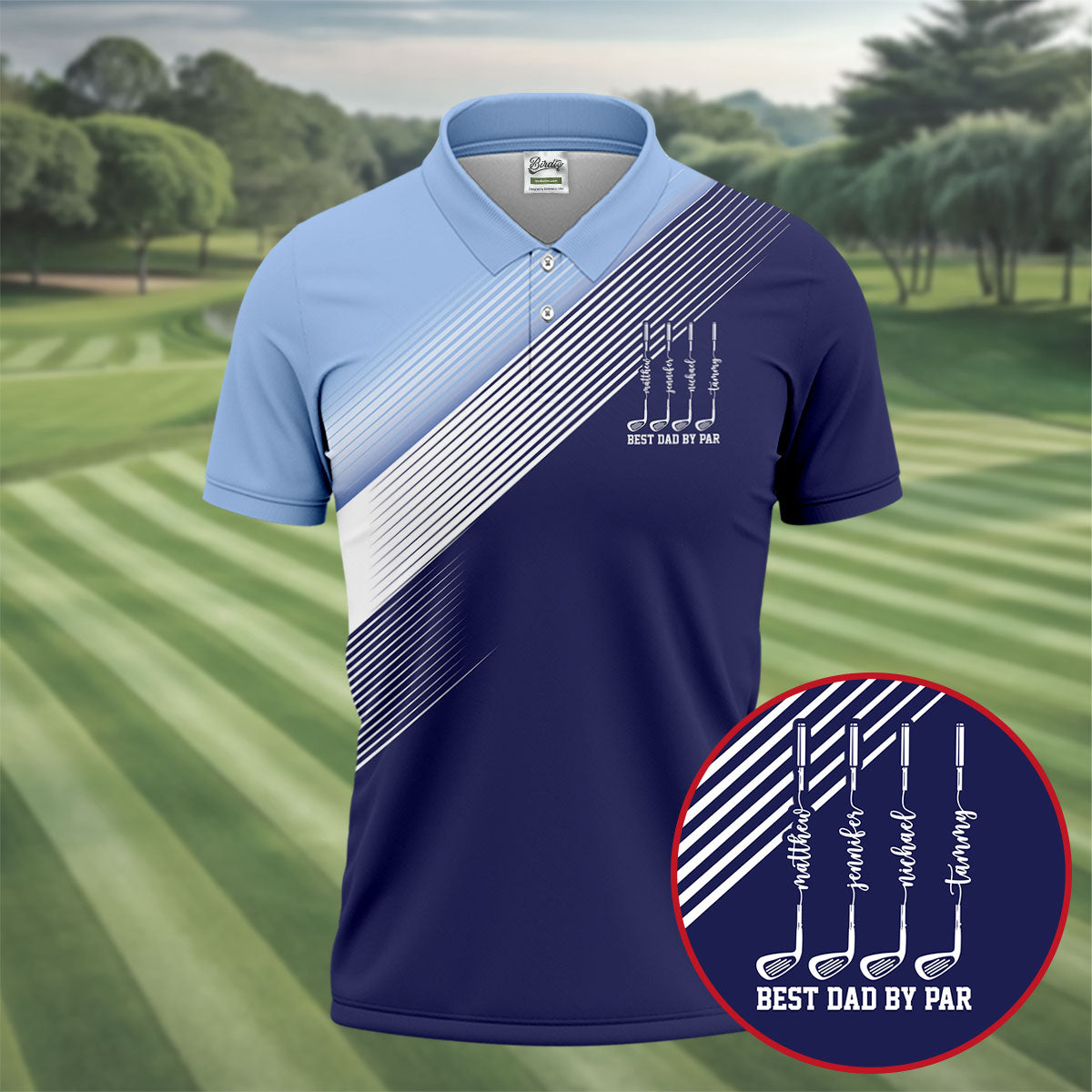 Best Dad By Par Diagonal Striped Father's Day Golf Shirt, Golf Gift For Dad, Polo Shirtor Men