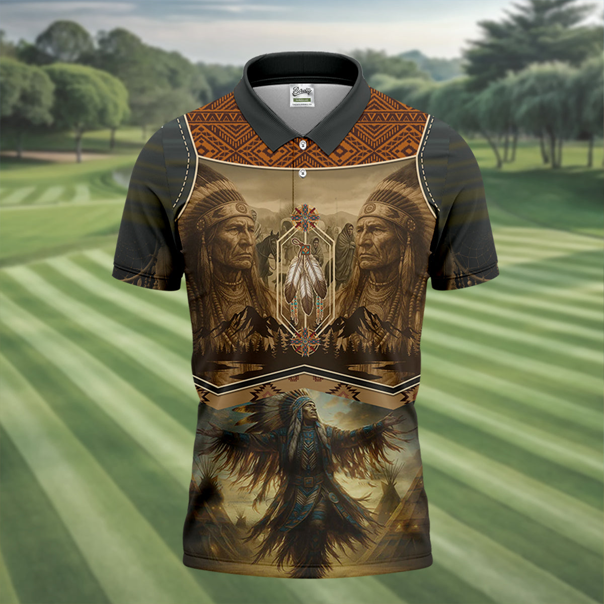 Spirit of the Ancestors Golf Tops For Men, Native American Ancestry Polo Shirtor Men, Indigenous Peoples Month