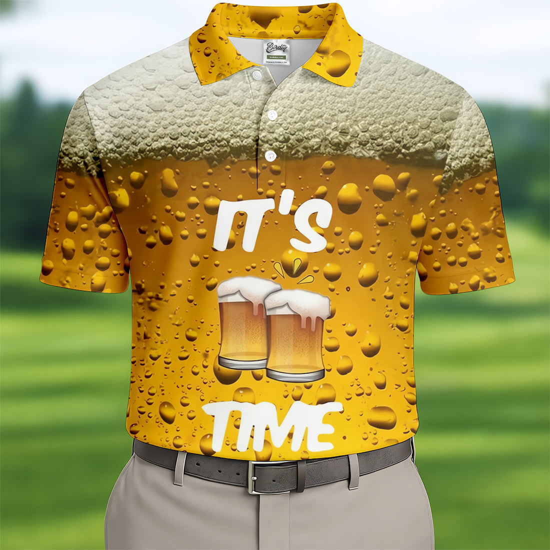 It's Time Golf And Beer Men's Funny Golf Shirts, Hawaiian Golf Shirt, Polo Shirtor Men