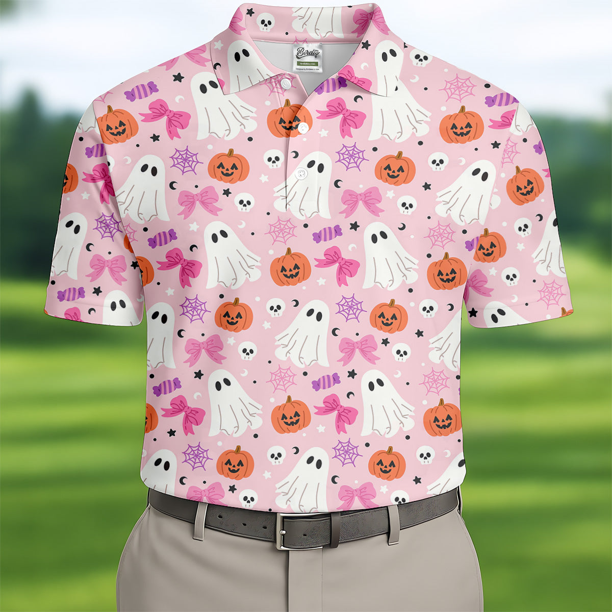 Ghost Coquette Candy Halloween Fun Golf Shirts For Men, Golfing Apparel, Golf Shirts For Men