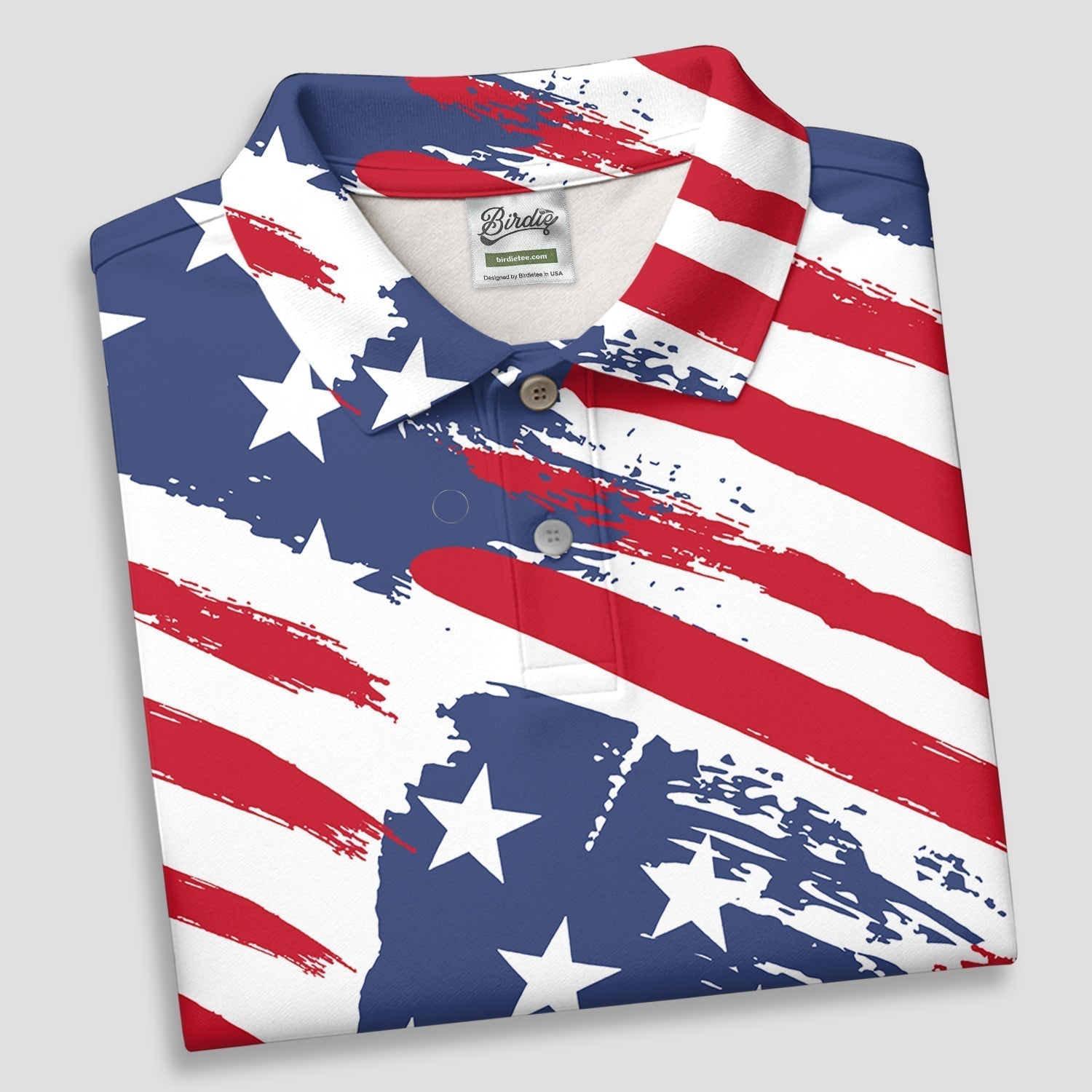 Distressed America Flag Pattern Women's Golf Tops, 250th Anniversary Ladies Golf Shirts