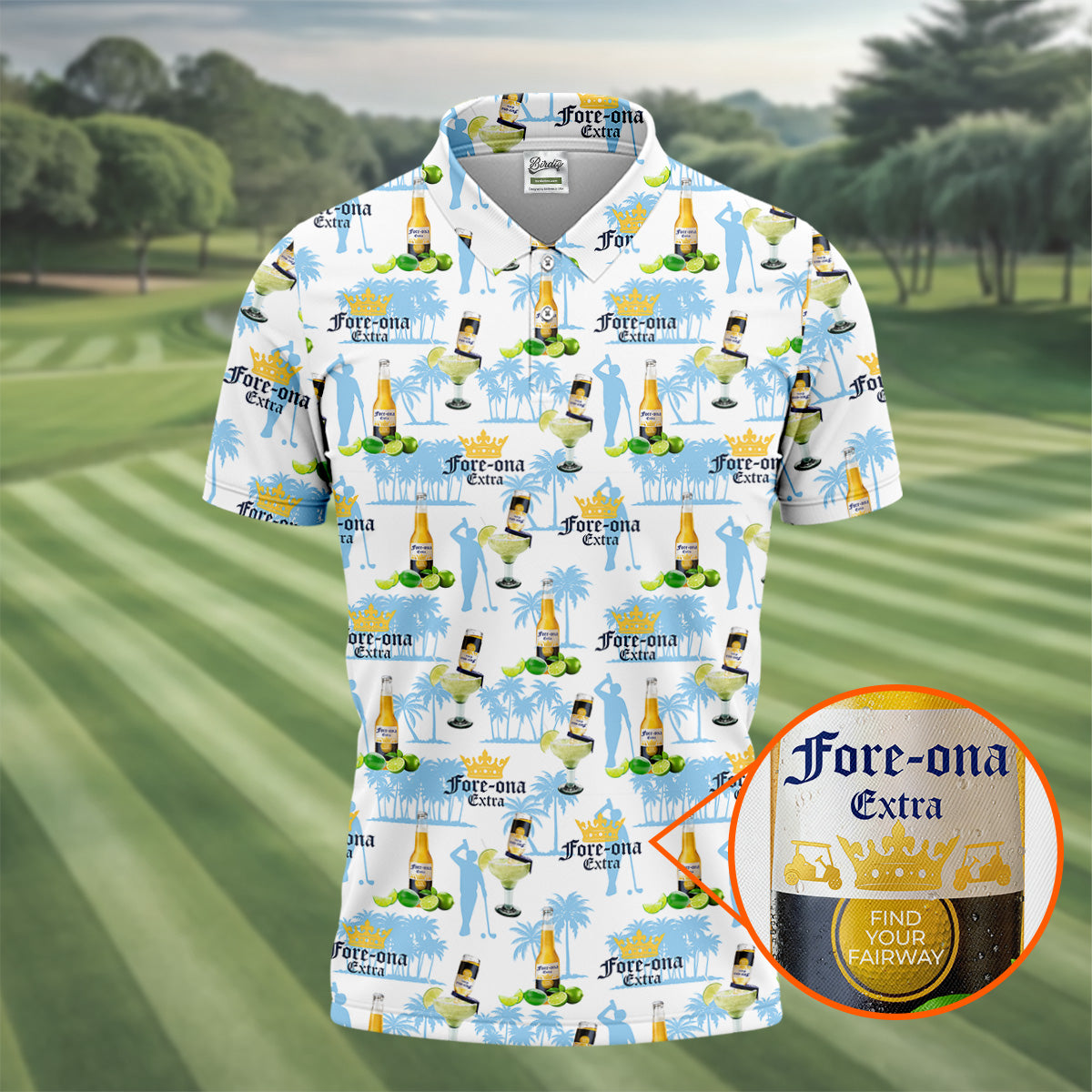 Fore-ona Extra Find Your Fairway Golfer Beer Men's Funny Golf Shirts, Golf Shirts For Men