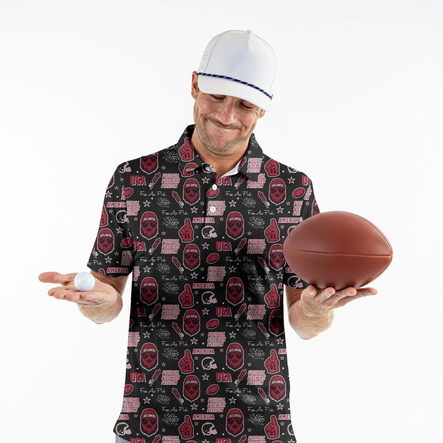 Falcon Mascot Red White Black Sport Polo, American Football League Gift Ideas For Football Fans