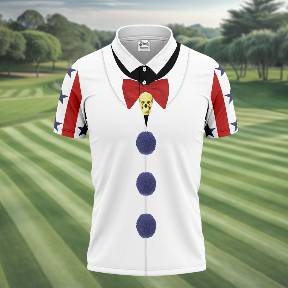 Creepy Clown Horror Cosplay Fun Golf Shirts For Men, Funny Halloween Polo ShirtFor Men, Cool Golf Gift