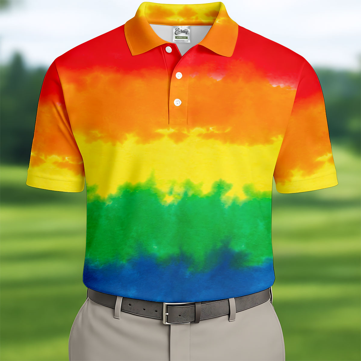 LGBT Rainbow Pride Month Celebrate Tie-Dye Print Golf Tops For Men, Pride Colors Golf Shirts For Men