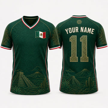 Mexican Landscape Fooball Shirt, V-NeckMen Football Lover, Mexico Team Football Gifts