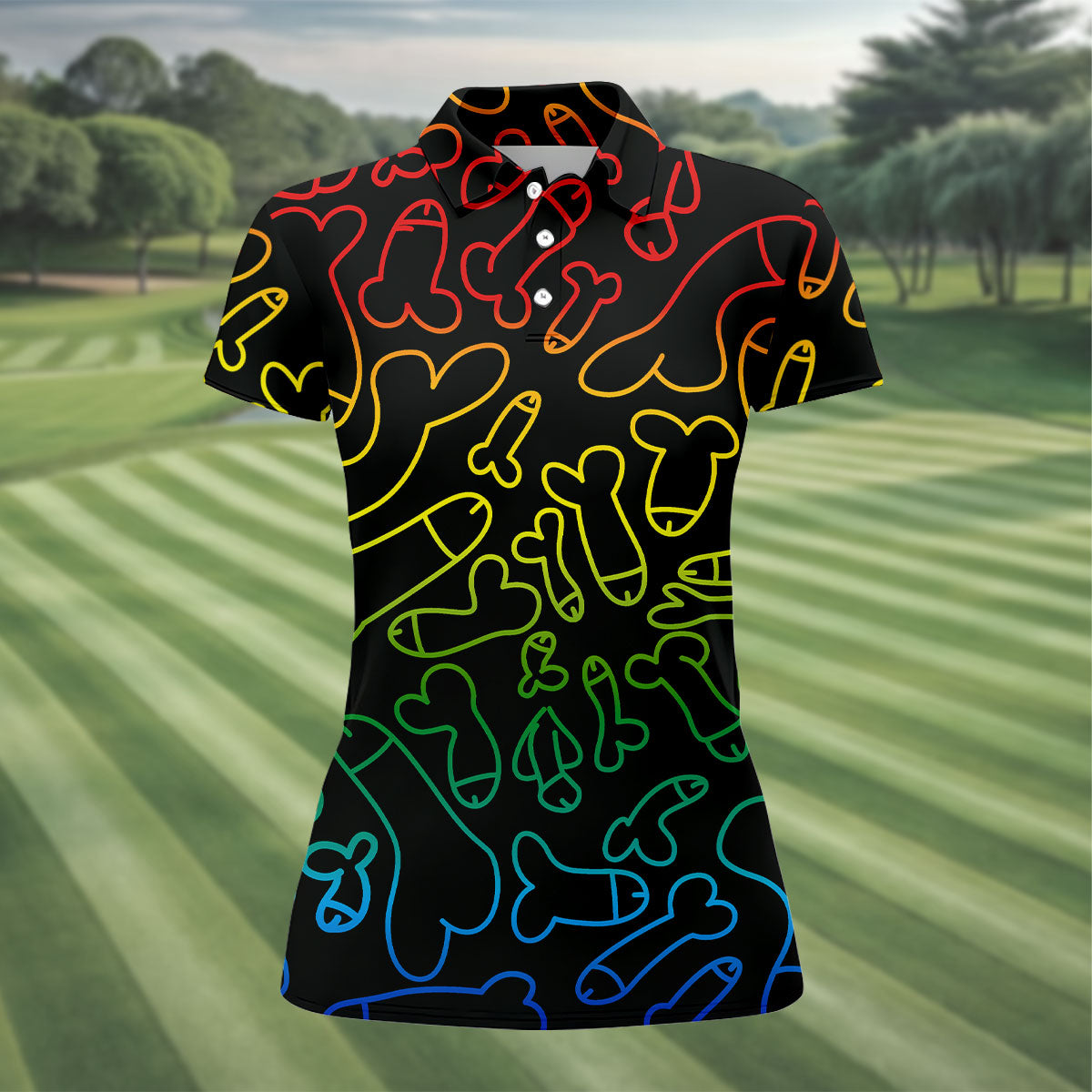 Dirty Humor Black Golf Shirt, Fun Women's Golf Shirts, Golf Gifts For Women, Ladies Golf Shirts