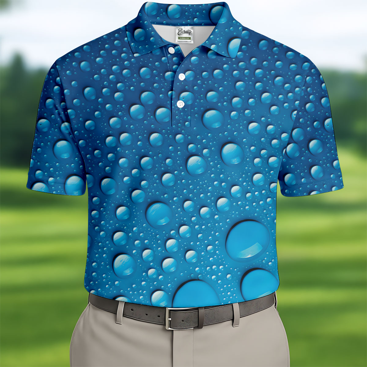 Rain Drops Blue Golf Shirt, Golf Tops For Men, Golf Shirts For Men, Polo Shirt Men