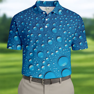 Rain Drops Blue Golf Shirt, Golf Tops For Men, Golf Shirts For Men, Polo Shirt Men