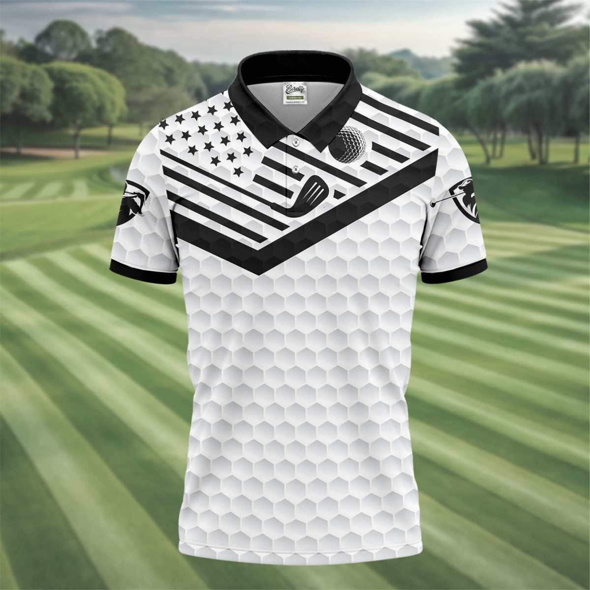 Best Dad By Par US Flag Pattern Father's Day Golf Shirt, Golf Gift For Dad, Personalized Gifts For Dad