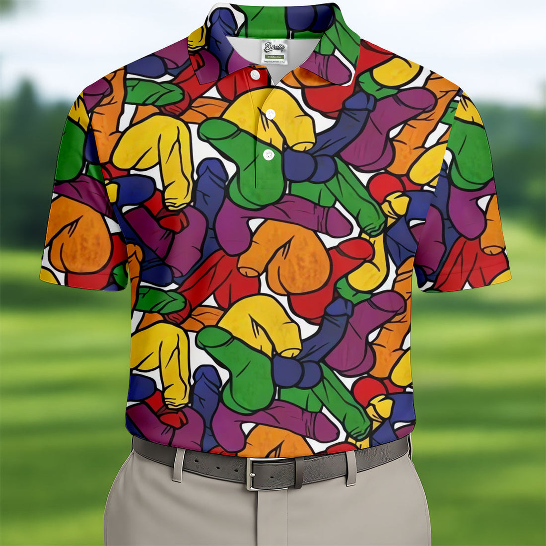 Adult Humor Pride Colors Retro Golf Shirt, LGBTQ Month Men's Funny Golf Shirts