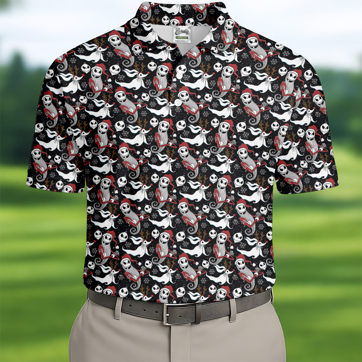 Horror Christmas Black Golf Shirt, Christmas Golf Shirt, Polo ShirtFor Men, Golf Gift For Men
