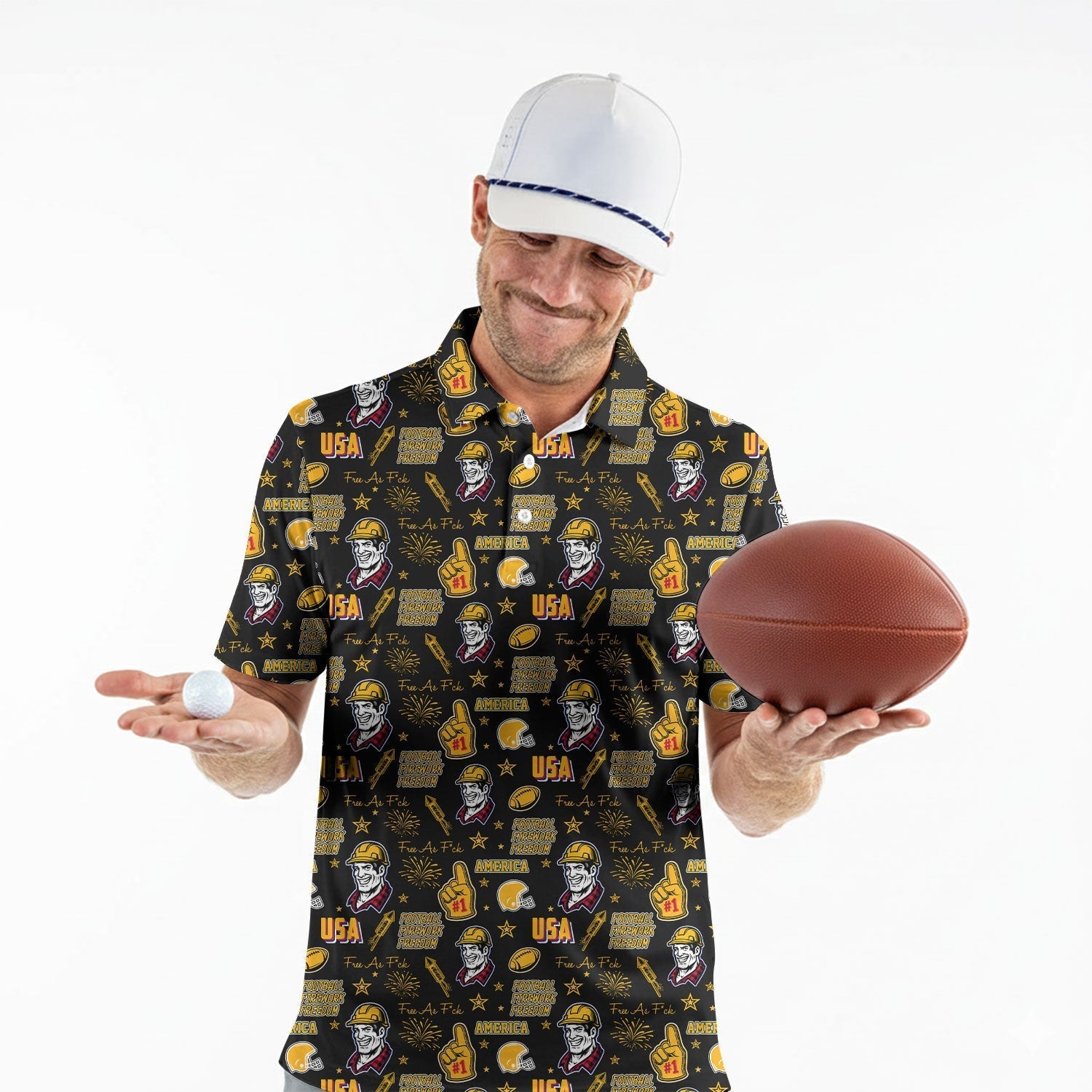 Steely McBeam American Patriotism Sport Polo, American Football League Gift Ideas For Football Fans