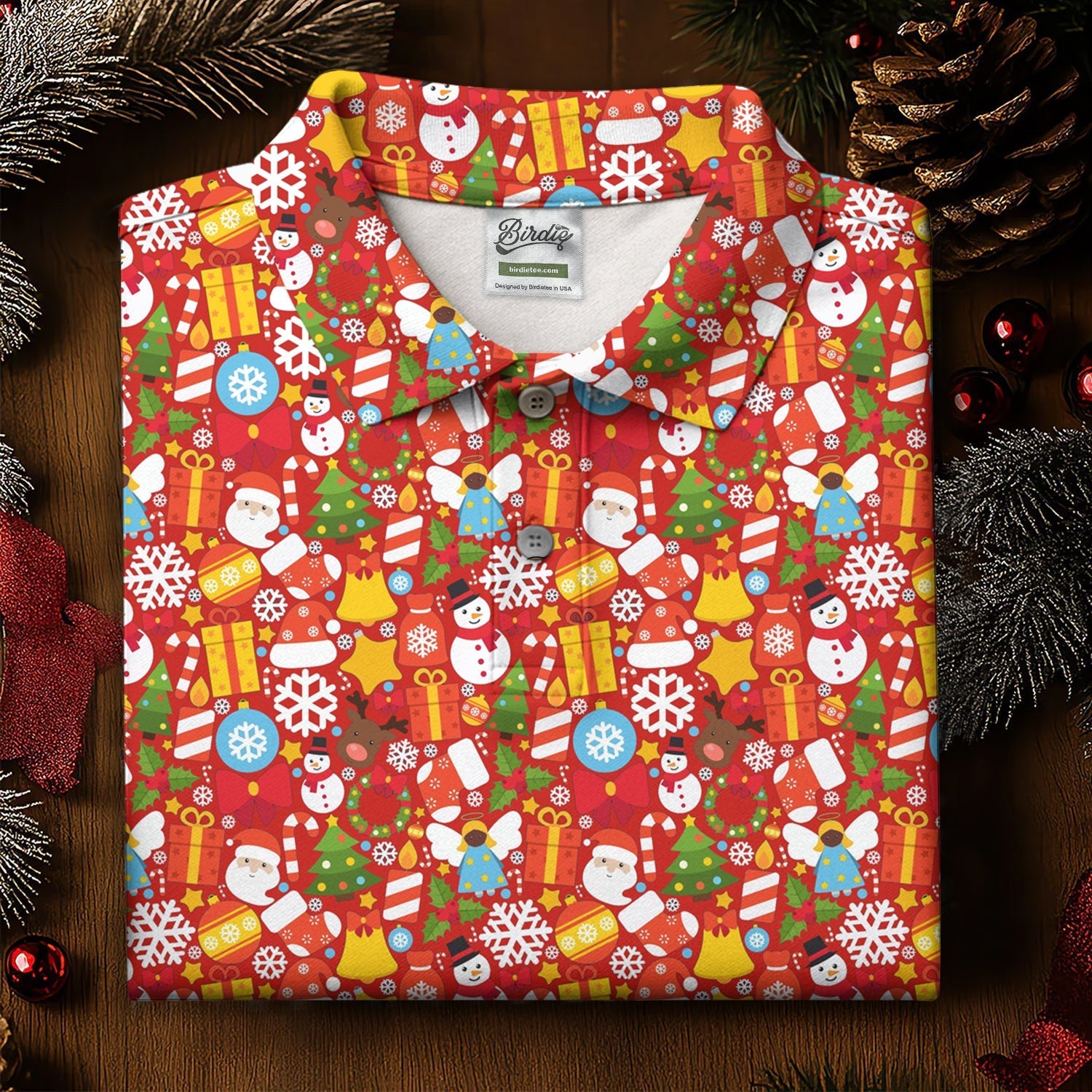 Festive Christmas Red Golf Shirt, Christmas Golf Shirt, Polo ShirtFor Men, Golf Gift For Men, Golfing Apparel