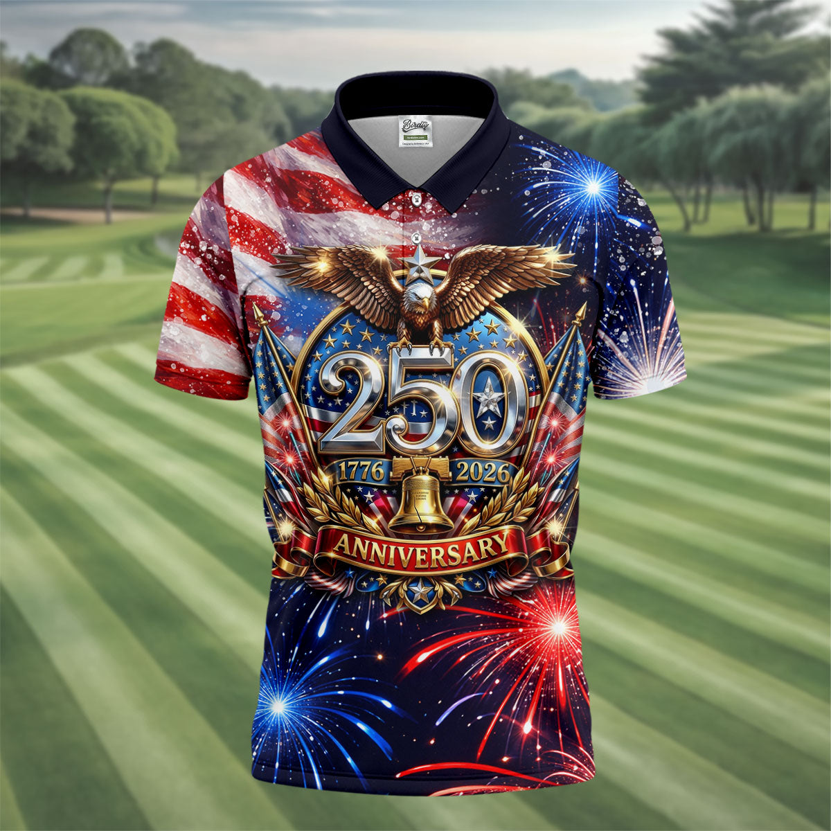 America Bald Eagle Red White Blue Patriotic Celebration 4th Of July Golf Shirt, 250 Years Golf Shirts For Men