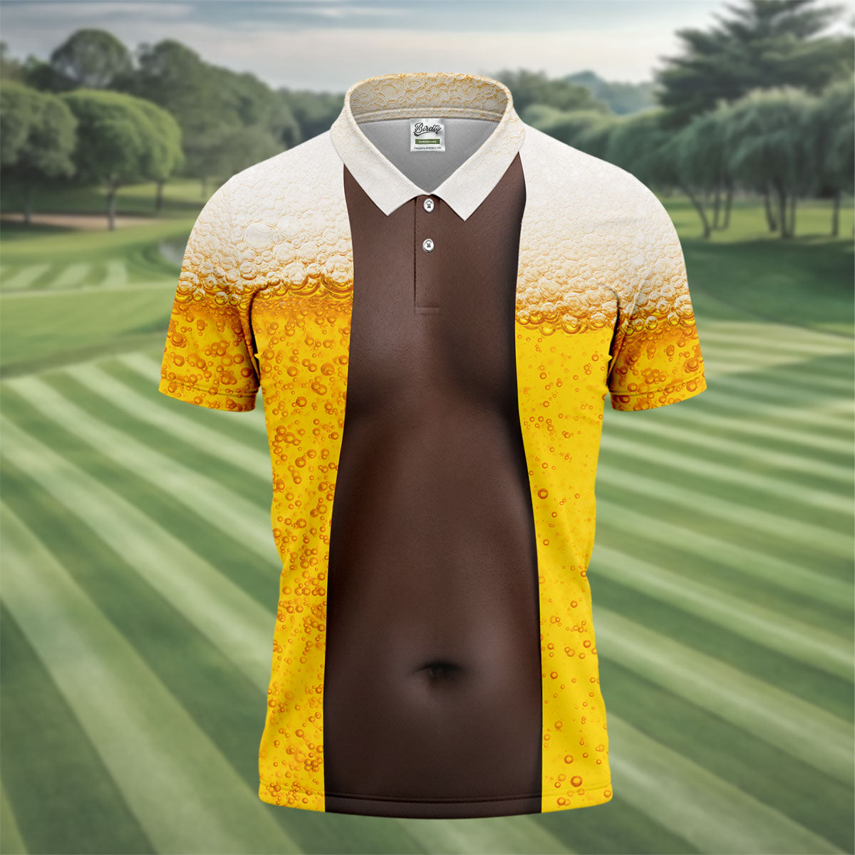Beer Pint Illusion Pattern Hawaiian Golf Shirt, Golf Shirts For Men, Polo Shirts For Men