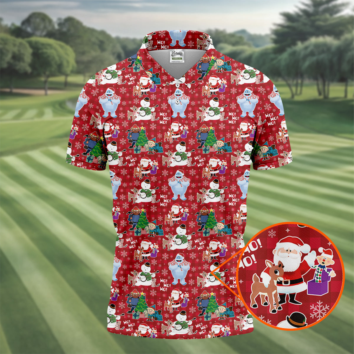 Ho Ho Ho Santa Snowman Men's Golf Polo Shirt Christmas Golf Shirt, Polo ShirtFor Men