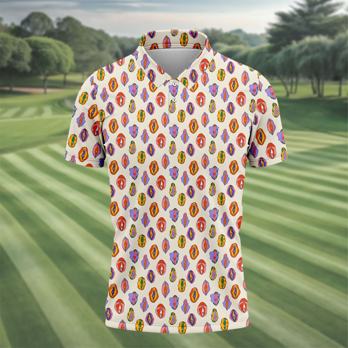 Colorful Abstract Feminine Pattern Golf Shirt, Funny Golf Shirt, Men's Golf Shirt, Polo Shirts For Men