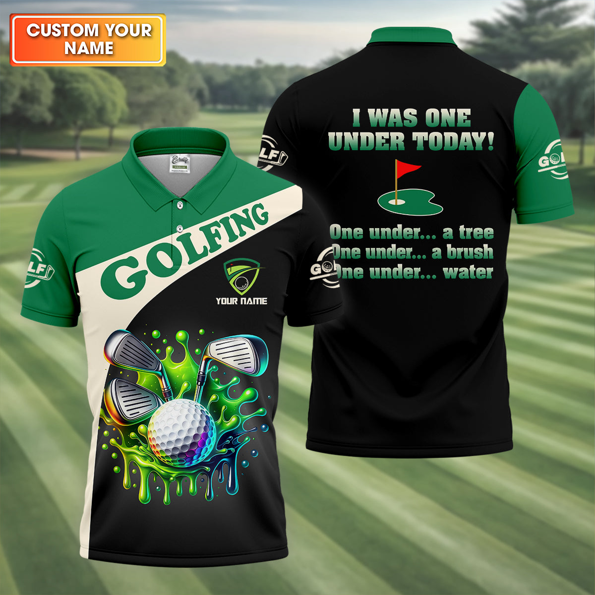 I Was One Under Today Custom Funny Golf Polo Shirtad Golf Gifts