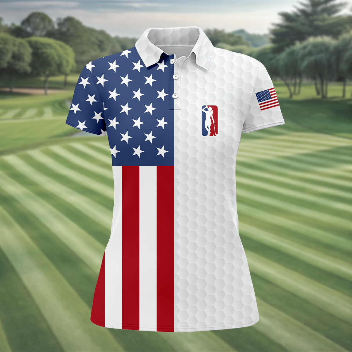 Funny Suck At Golf Drunk Golfer White Women Golf Shirt, 250 Anniversary USA Golf Shirt, Patriotic 4th Of July Golf Shirt