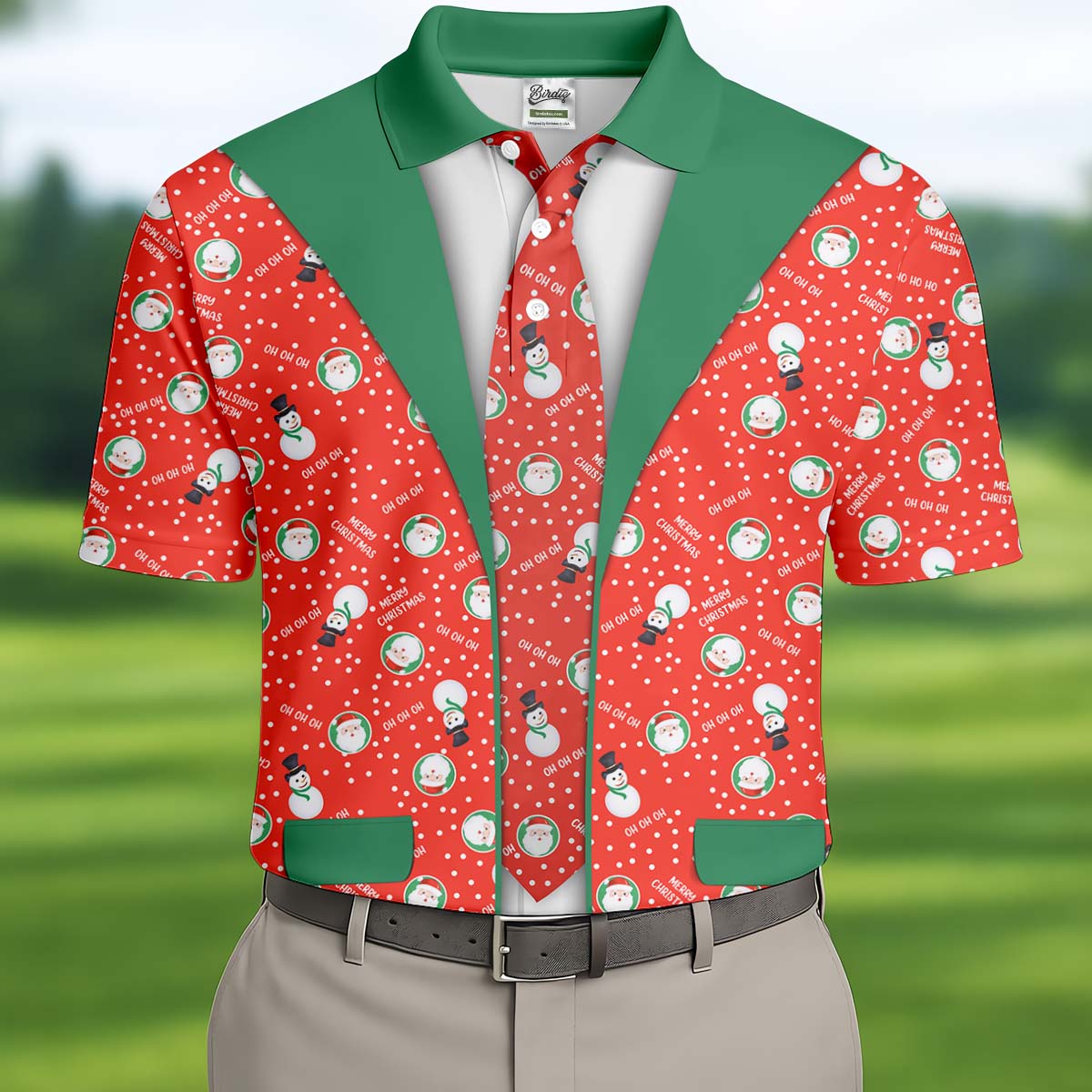Ho Ho Ho Merry Christmas Funny Print Golf Tops For Men, Christmas Golf Shirt, Polo ShirtFor Men