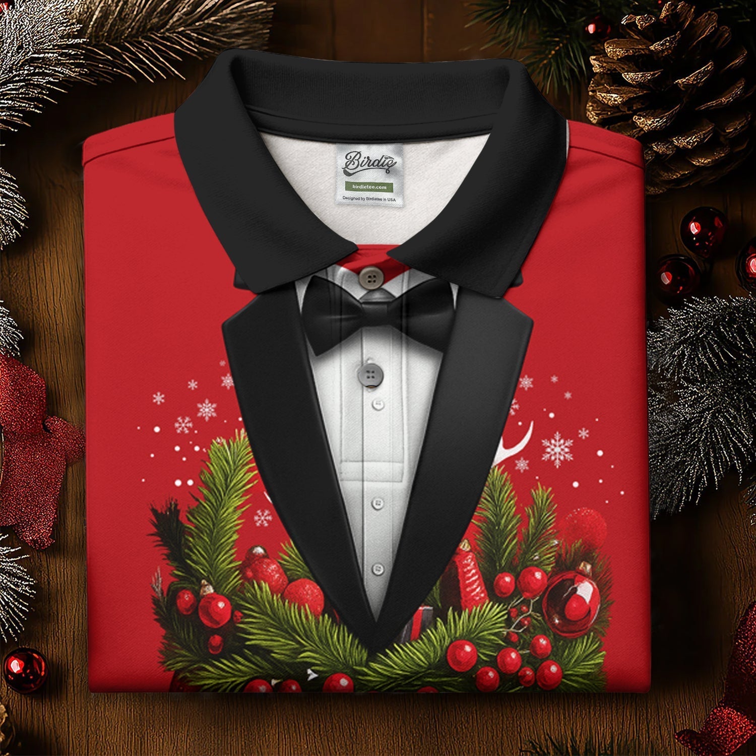 Christmas Mistletoe Vintage Prints Men's Golf Polo Shirtistmas Golf Shirt, Golf Gift For Men