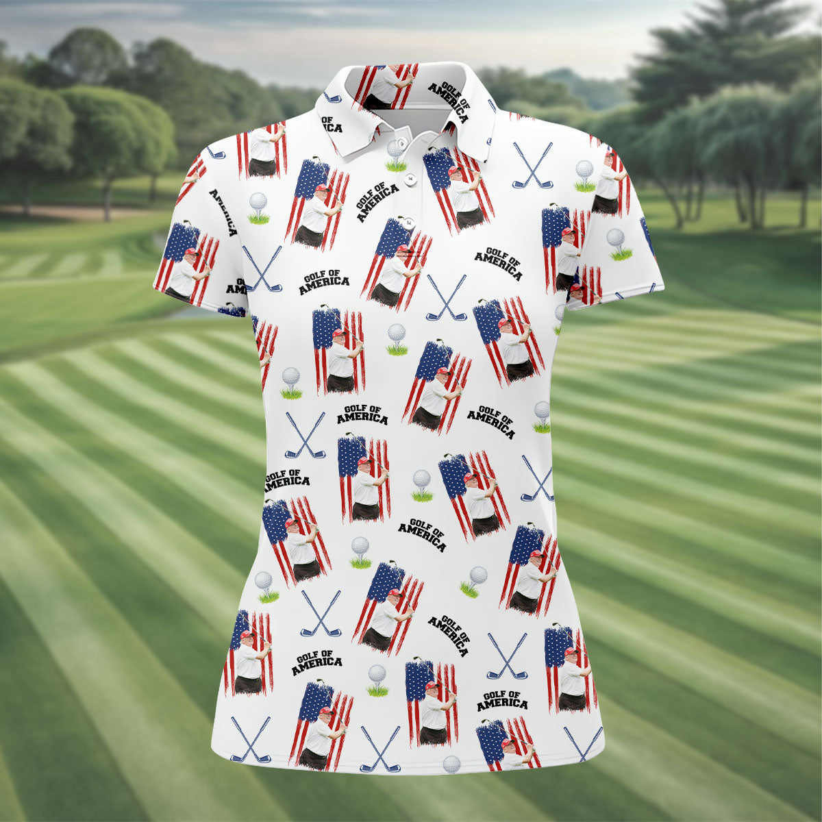 Golf Of America Patriotic Golf Shirt, Fun Women's Golf Shirts, 250 Years 4th Of July Ladies Golf Shirts