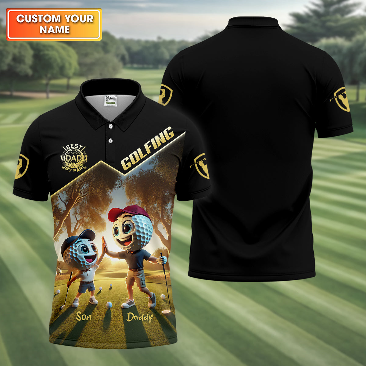 Best Dad By Par Custom Men's Golf Polo Shirtad Golf Gift, Christmas Golf Gift