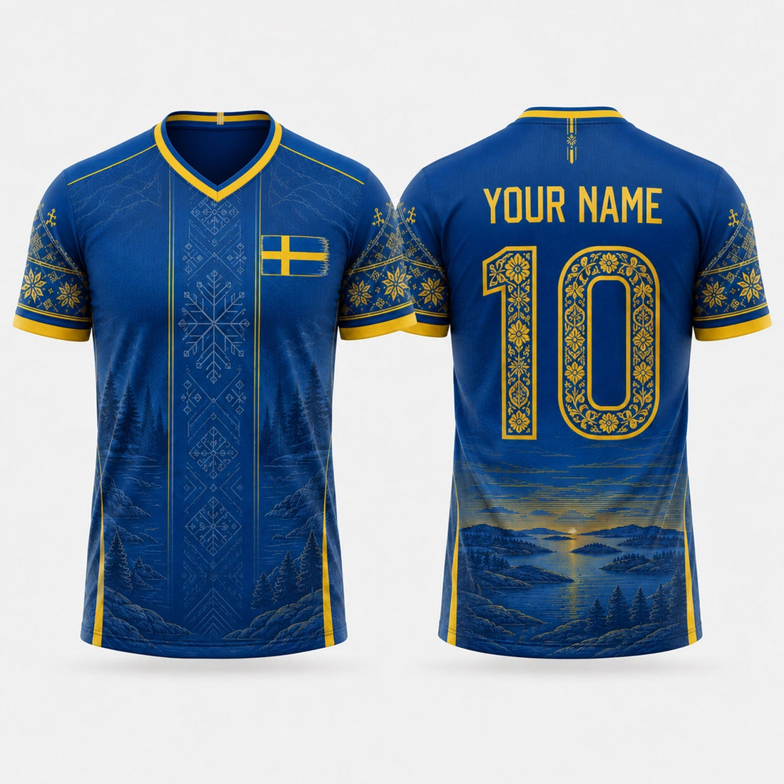 Sweden Fooball Shirt, Kurbits V-NeckMen Football Lover, Swedish National Soccer Football Gifts