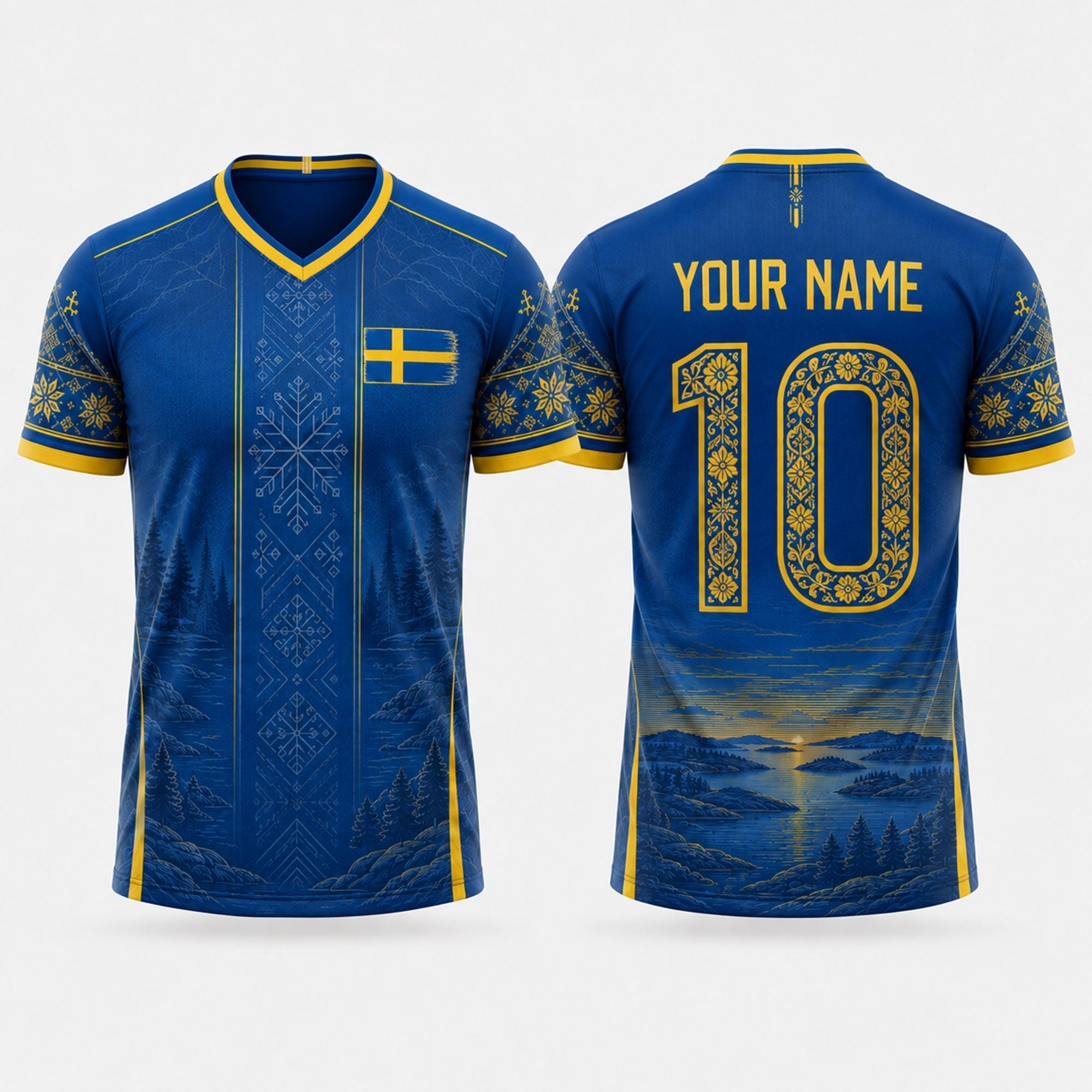 Sweden Fooball Shirt, Kurbits V-NeckMen Football Lover, Swedish National Soccer Football Gifts
