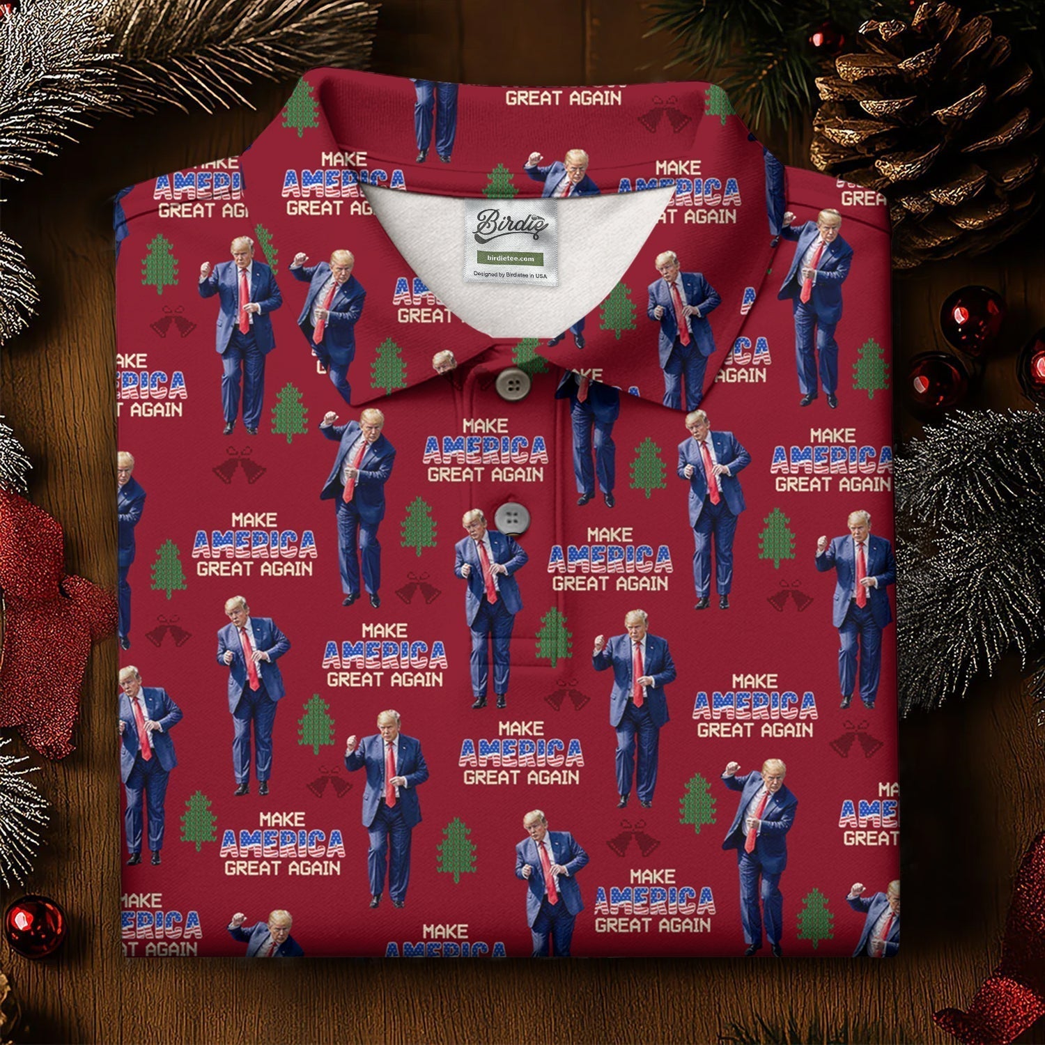Make America Great Again Christmas Golf Trump Dancing Women's Golf Polo Shirt Ladies Golf Polos, Christmas Golf Gift