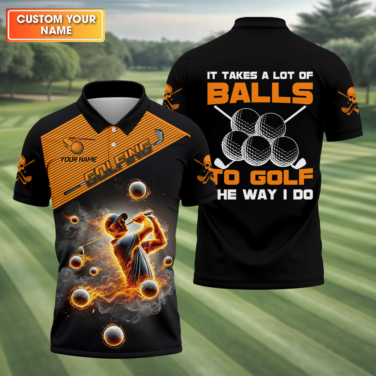 It Takes A Lot Of Balls To Golf The Way I Do Custom Men's Golf Polo Shirtad Golf Gift