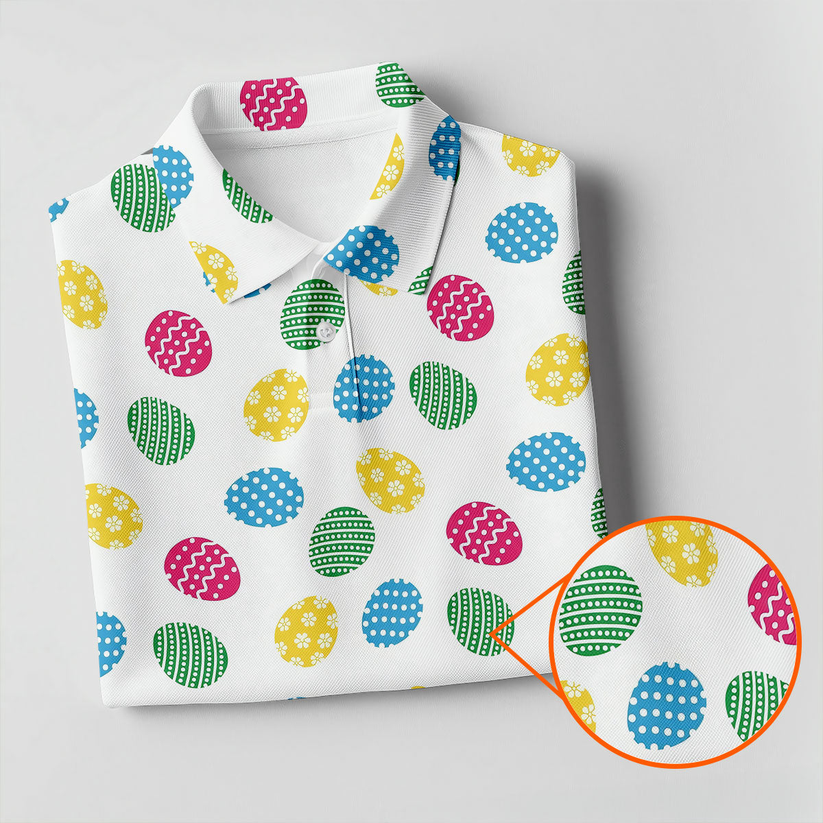 Colorful Easter Eggs White Golf Shirt, Cute Golf Outfit, Polo ShirtFor Men, Golf Shirts For Men