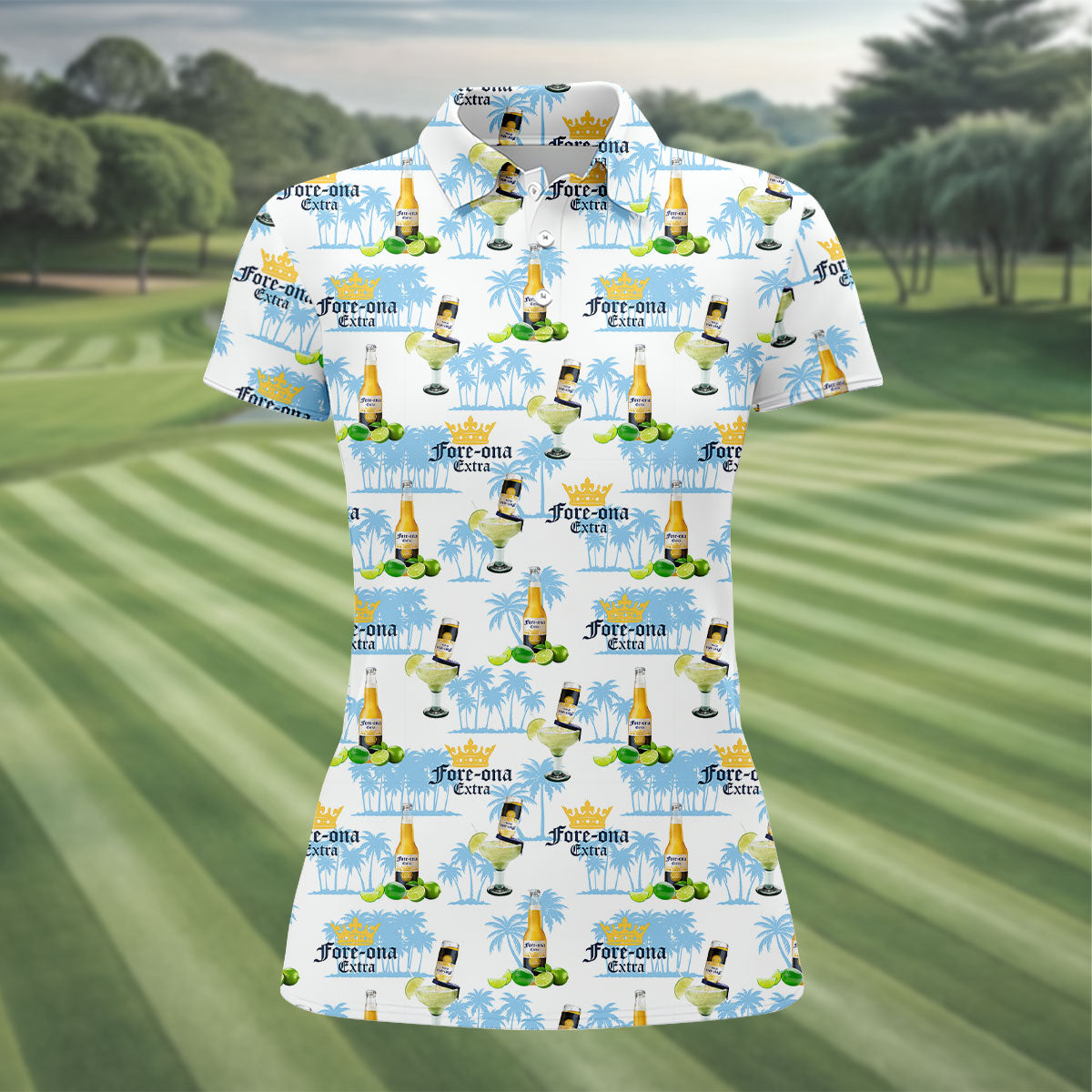 Fore-ona Extra Find Your Fairway Golf And Beer Fun Women's Golf Shirts, Ladies Golf Shirts