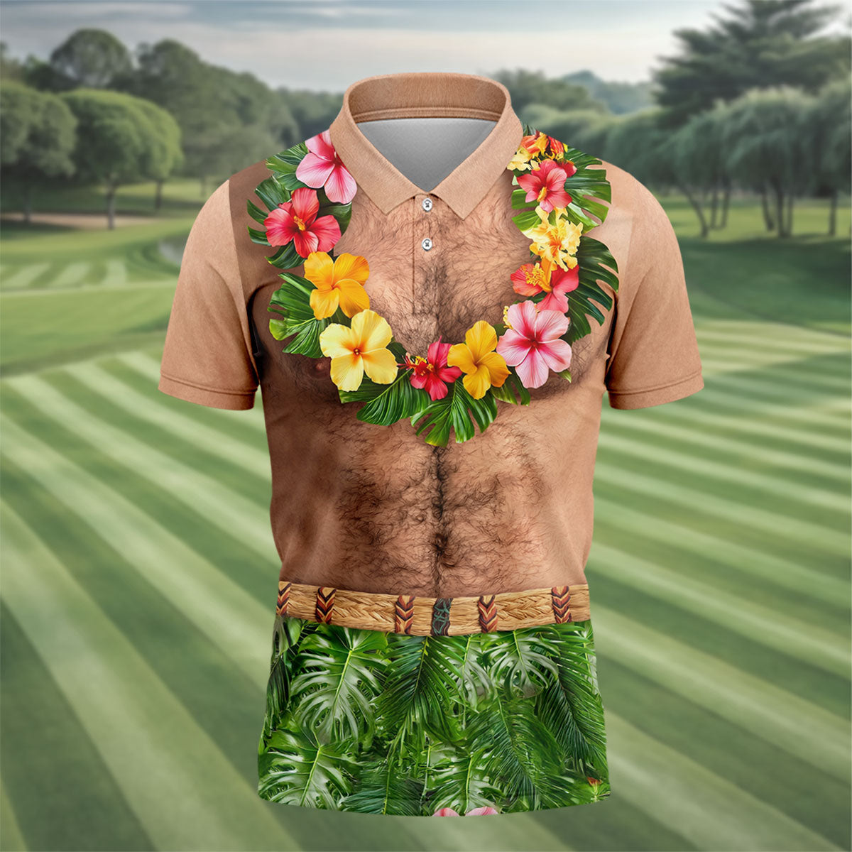 Tropical Theme Party Men's Funny Golf Shirts, Hawaiian Golf Shirt, Polo Shirtor Men