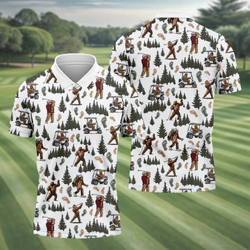 Bigfoot Sasquatch Men's Golf Polo ShirtFunny Golf Shirt, Men Golf Gifts