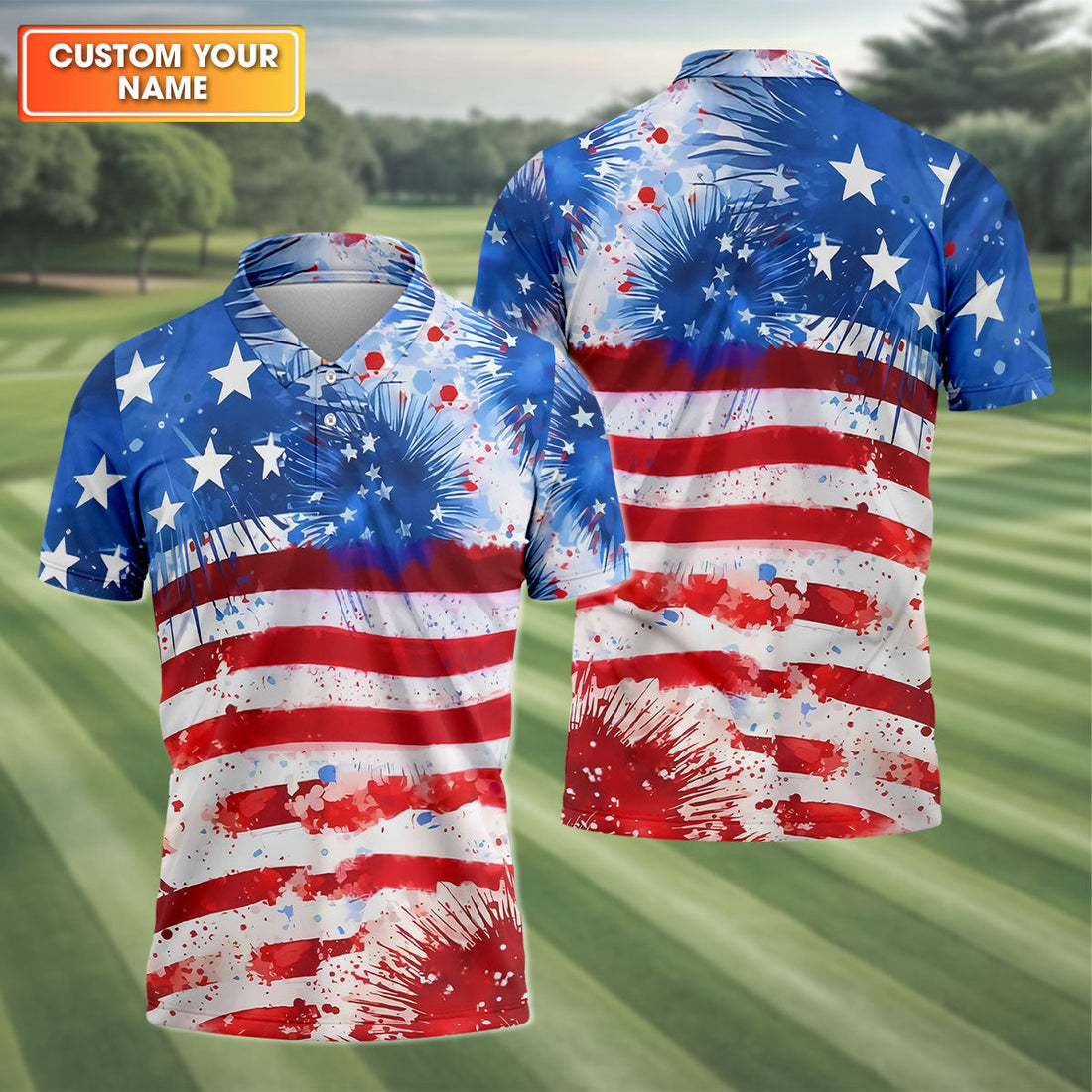 America Flag Golf Polo ShirtMen, Hilarious Golf Shirt, Dad Golf Gift