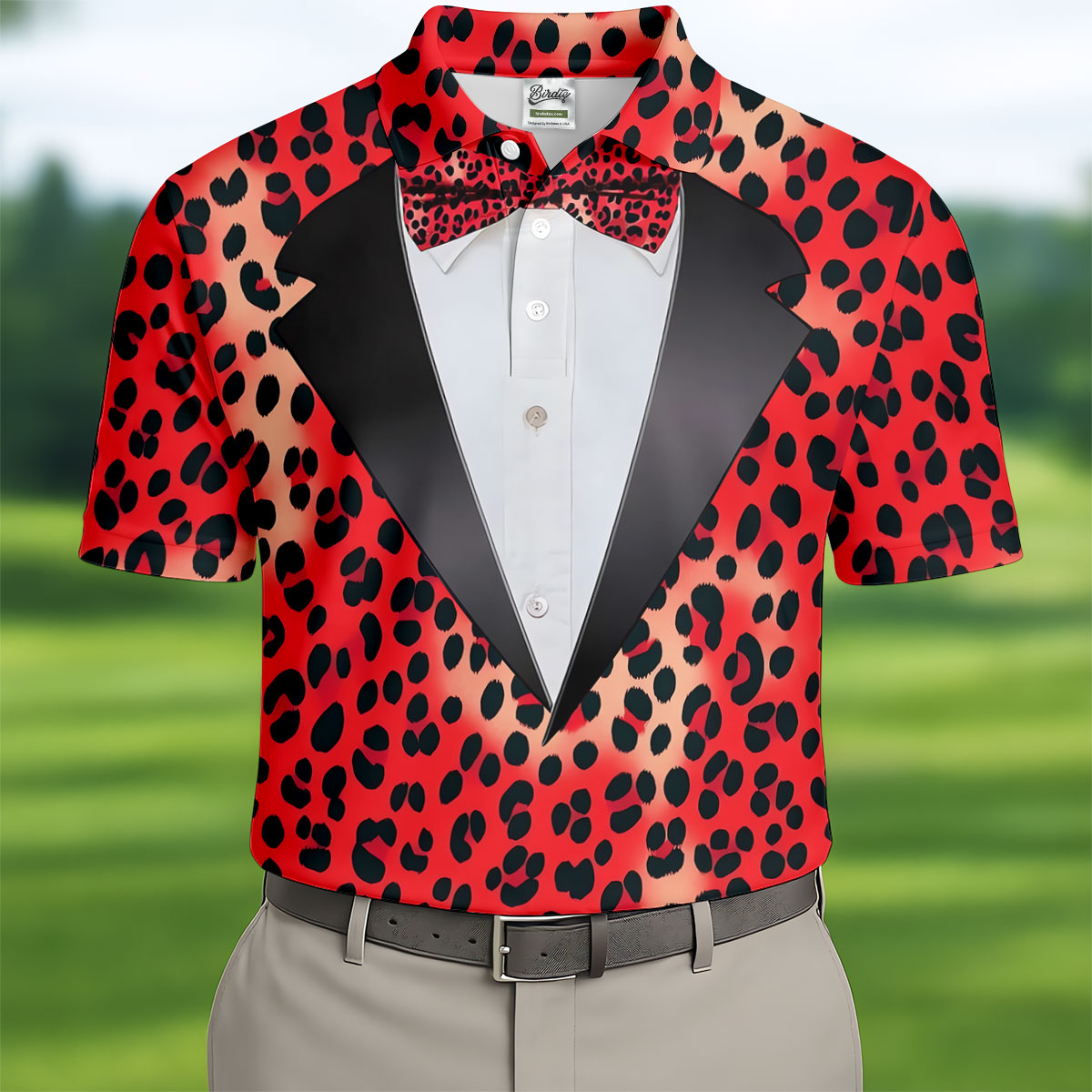 Red Leopard Funny Costume Hawaiian Golf Shirt, Polo Shirtor Men, Golf Shirts For Men