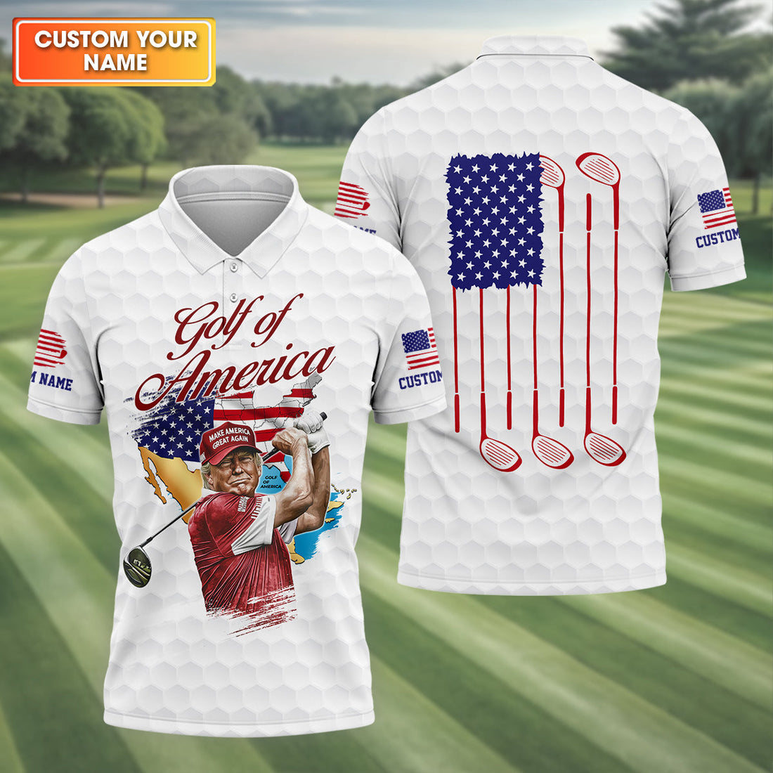 Golf Of America Custom Men's Golf Polo ShirtFunny Golf Shirt, America 250 Anniversary Shirt, 4th Of July Golf Polo