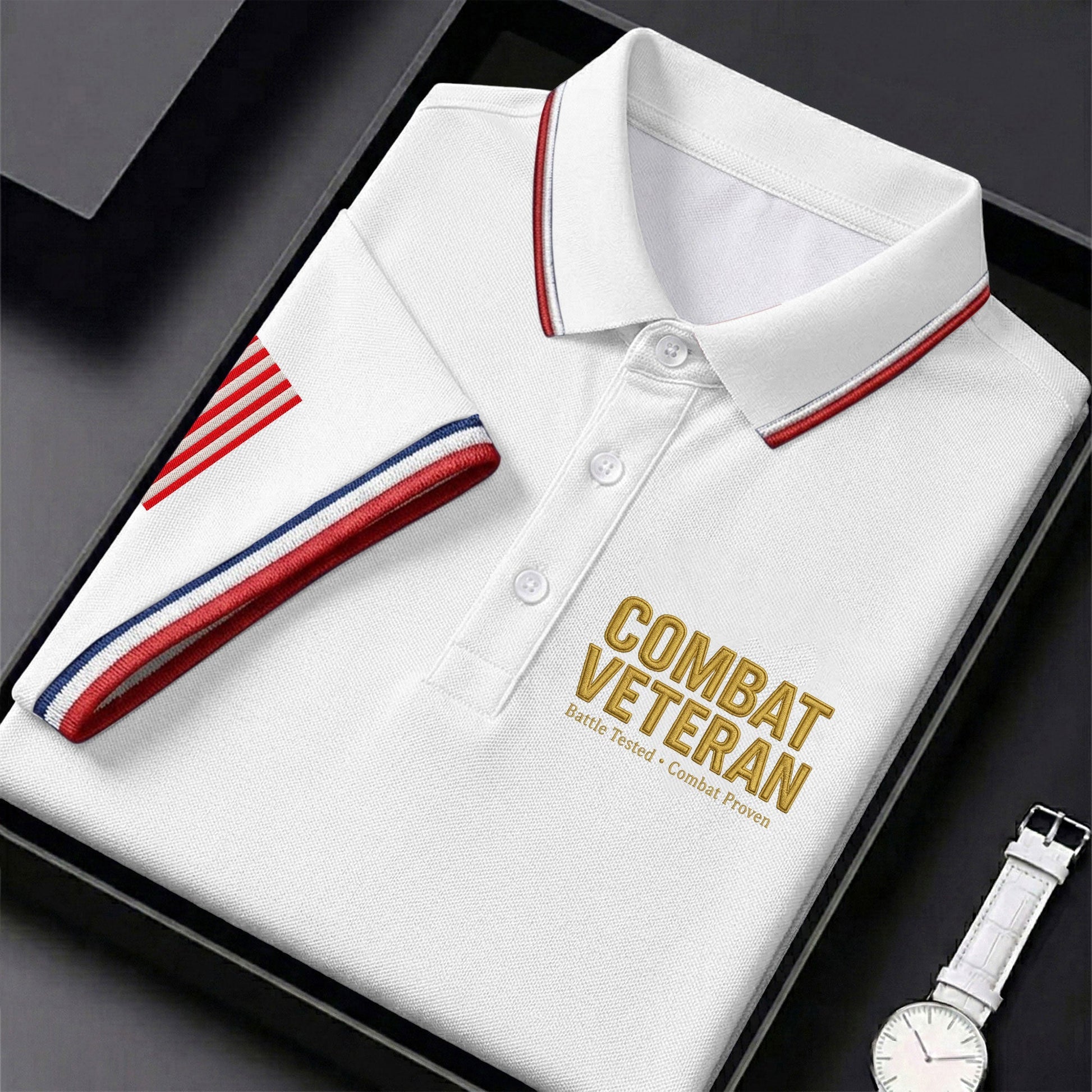 Combat Veteran 250 Years Patriotic Golf Shirt, Golf Shirts For Men, 4th Of July Golf Shirt