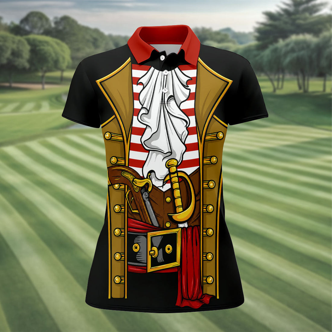 Pirate Captain Outfit Golf Shirt, Swashbuckler Costume Design, Golf Shirt For Women