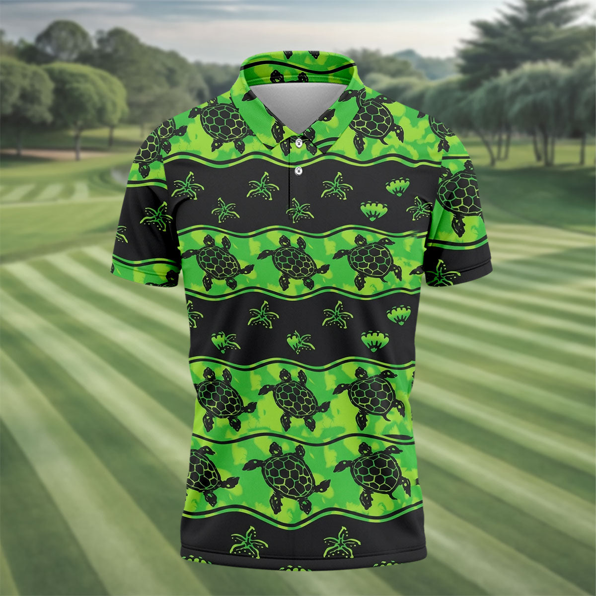 Sea Turtles Sea Creatures Pattern Hawaiian Golf Shirt, Polo Shirtor Men, Golfing Apparel