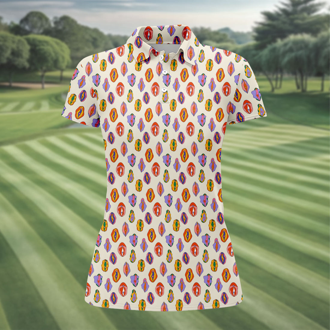 Colorful Abstract Feminine Pattern Golf Shirt, Women's Golf Shirt, Golf Polo For Women, Funny Golf Shirt