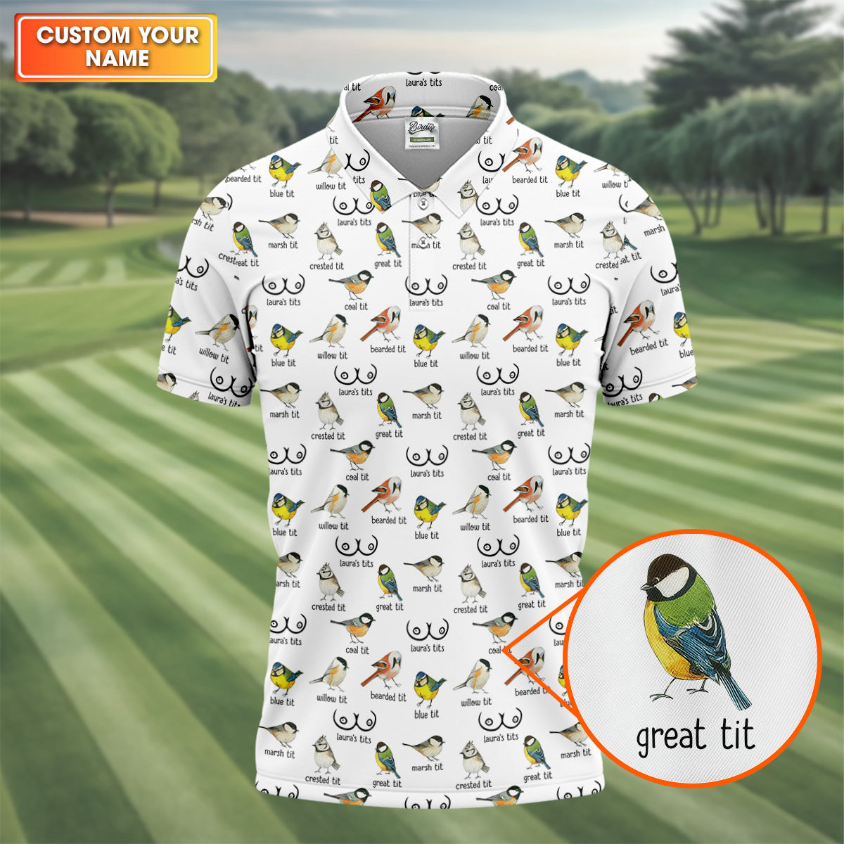 Funny Birds Adult Humor Men's Golf Shirts, Men's Funny Golf Shirts, Polo Shirt Men