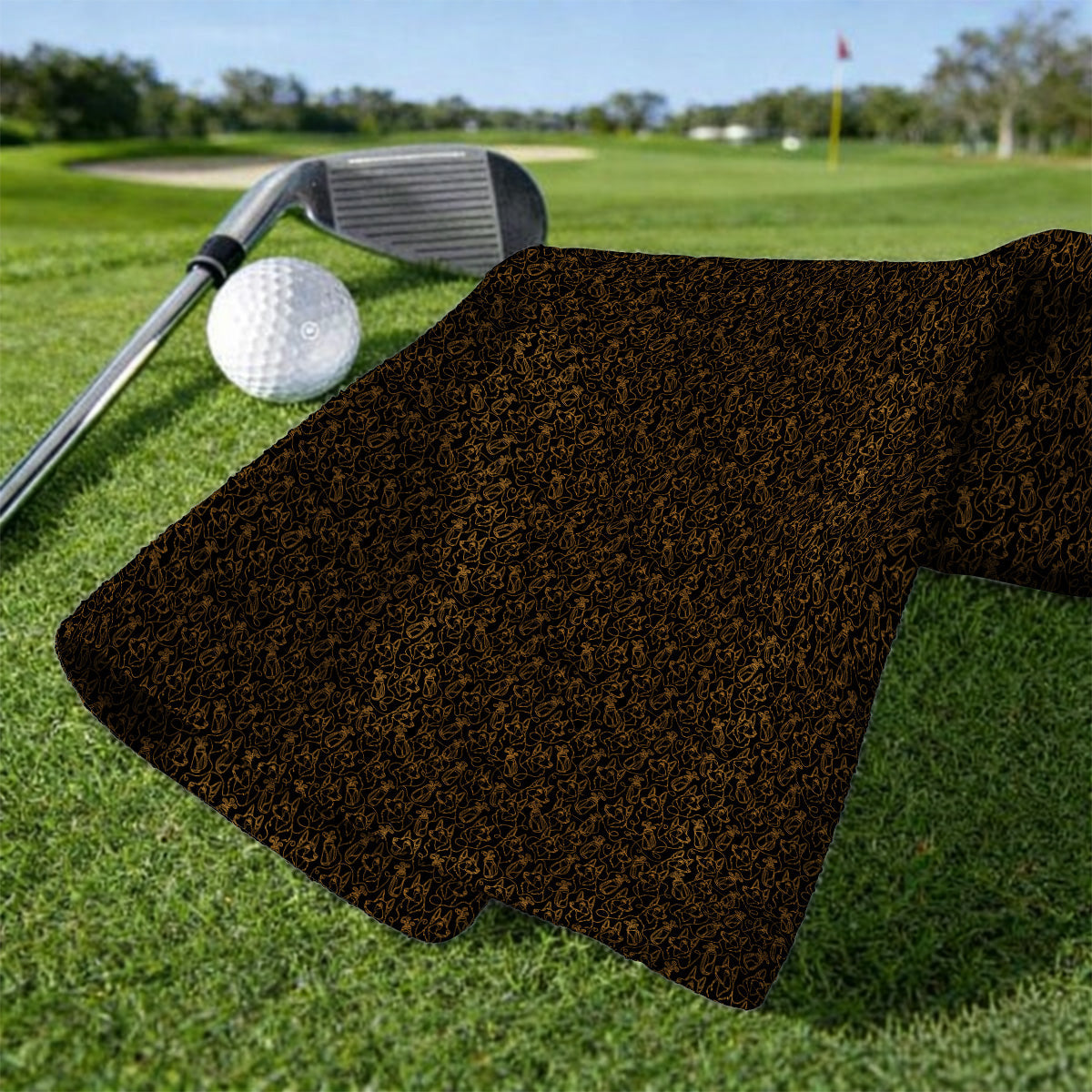 German Shepherd Line Art Golf Towels, Crazy German Pattern Golf Towel, Golf Gift For Golfers