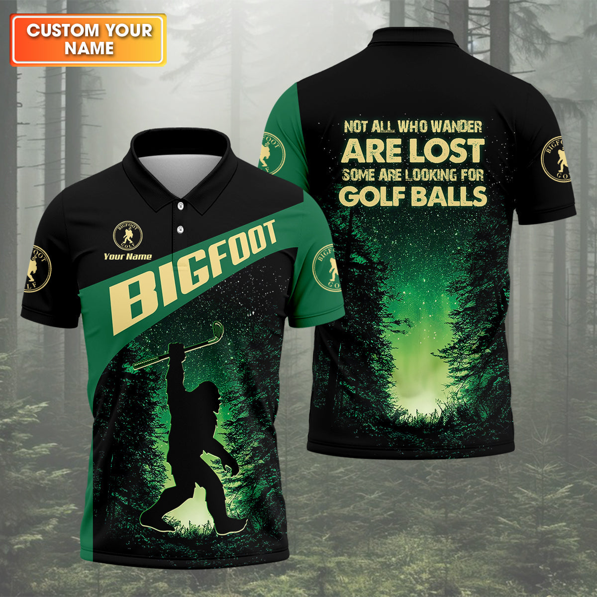 Bigfoot Custom Mens Golf Polo Shirtf Gifts For Dad