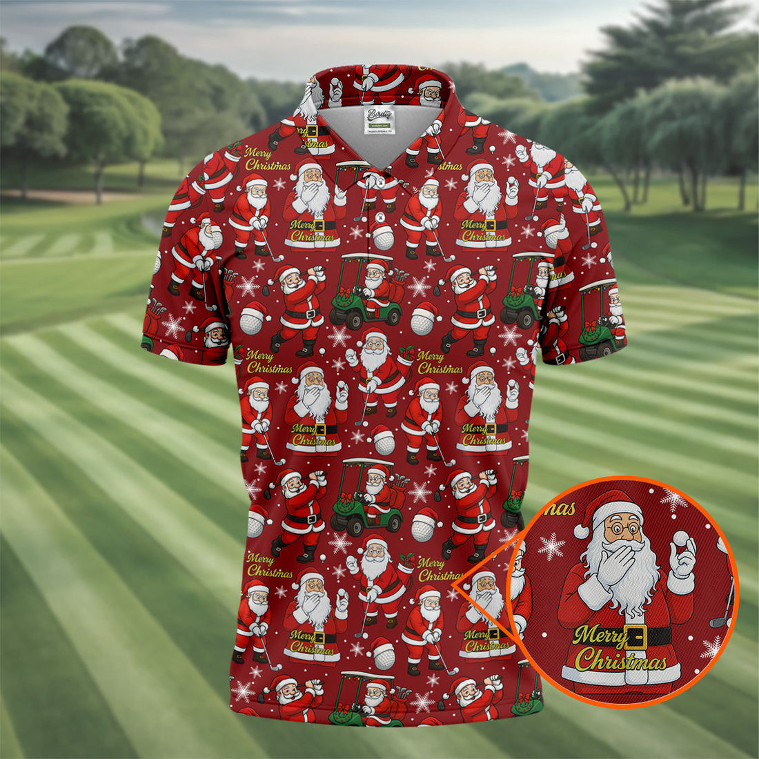 Funny Santa Golfing Christmas Polo Shirt Christmas Golf Shirt, Polo ShirtFor Men, Golf Gift For Men