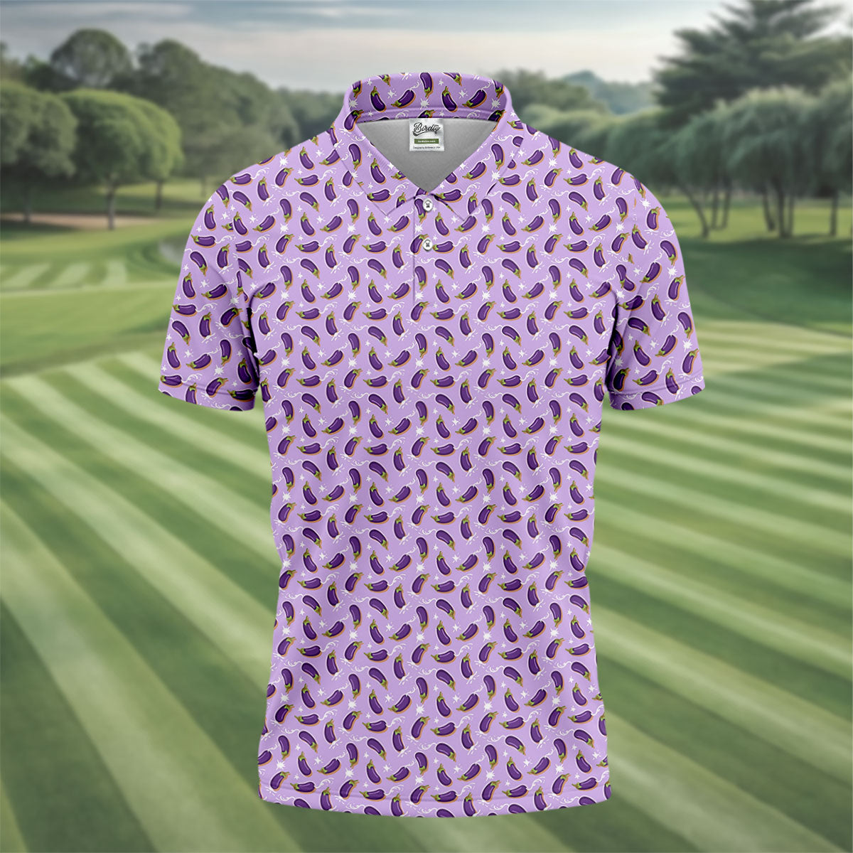 Funny Eggplant Purple Golf Shirt, Fun Golf Shirts For Men, Polo ShirtFor Men, Golf Gift For Men