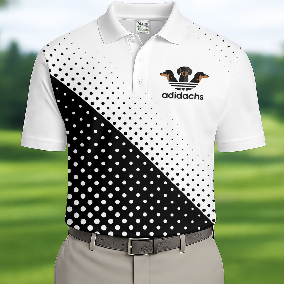 Adidachs Funny Dachshund White Golf Shirt, Men's Funny Golf Shirts, Polo Shirtor Men